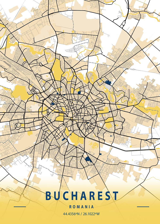Bucharest Yellow City Map