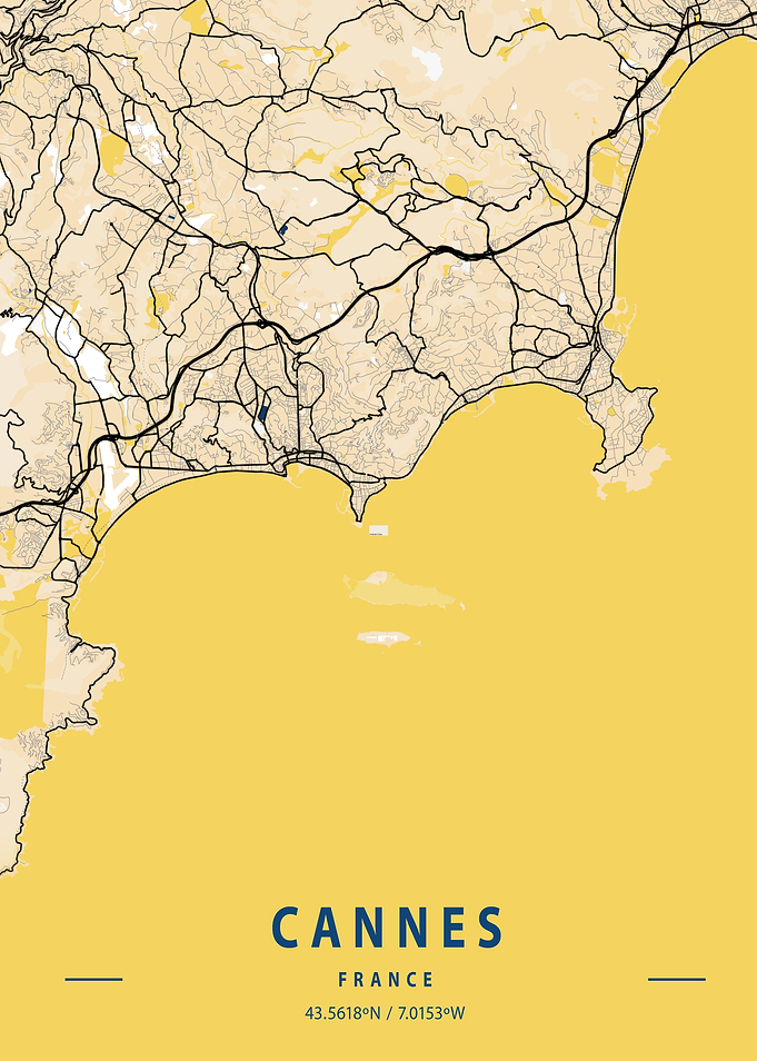 Cannes Yellow City Map