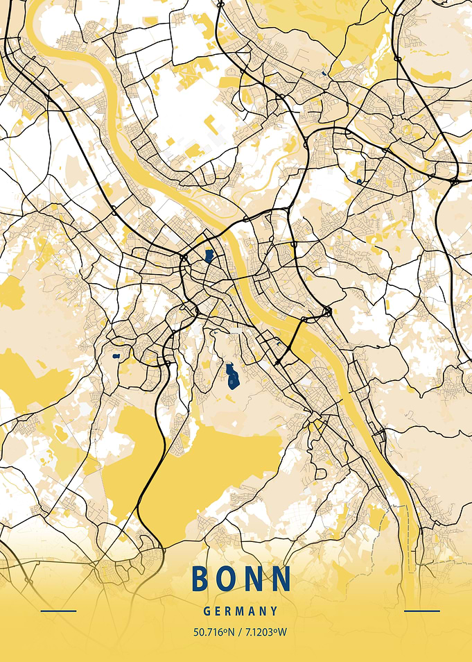 Bonn Yellow City Map