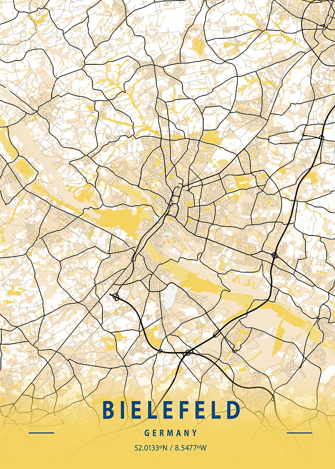 Bielefeld Yellow City Map