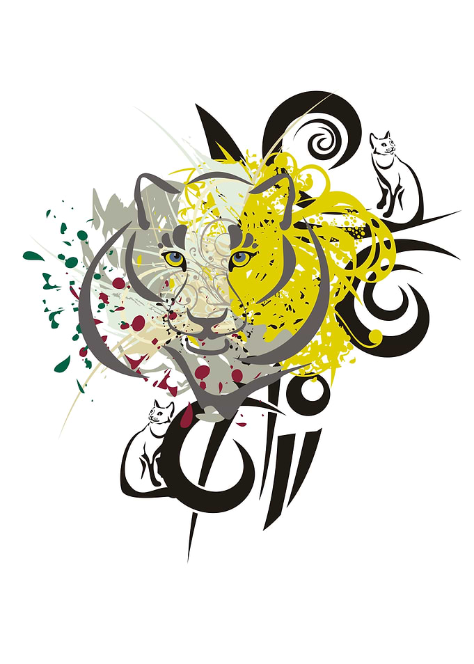 Abstract Cat Illustration