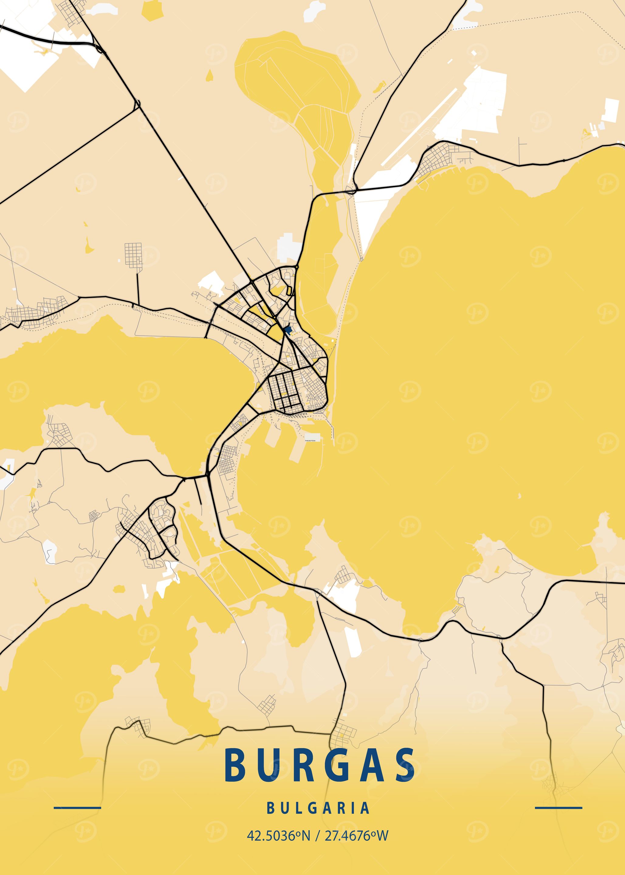 Burgas Yellow City Map