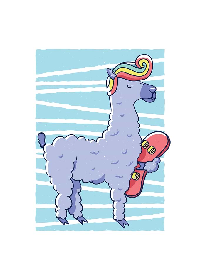 Skating Llama Alpaca Gift