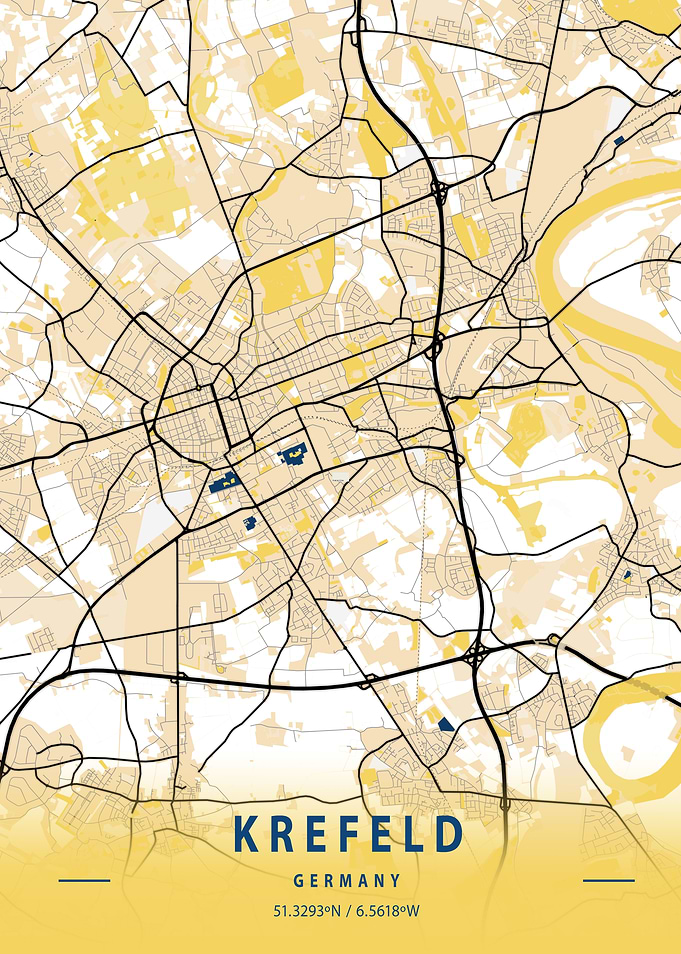Krefeld Yellow City Map