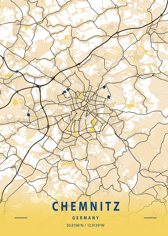 Chemnitz Yellow City Map