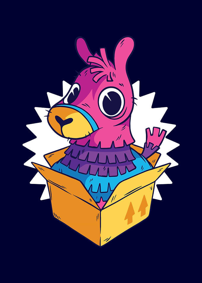 Funny Cute Llama in a Box