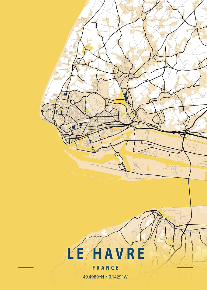 Le Havre Yellow City Map