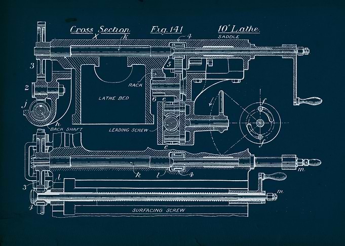 Lathe Mechanical Blueprint