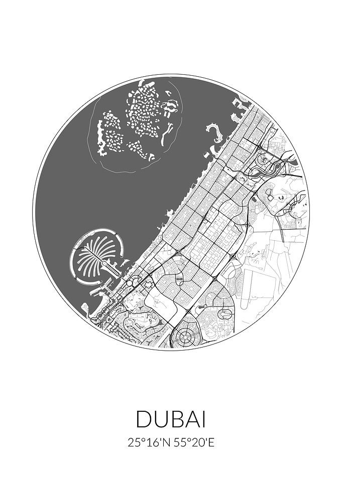 Dubai City Map White