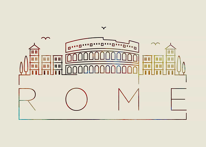 Rome Thin Line City Art