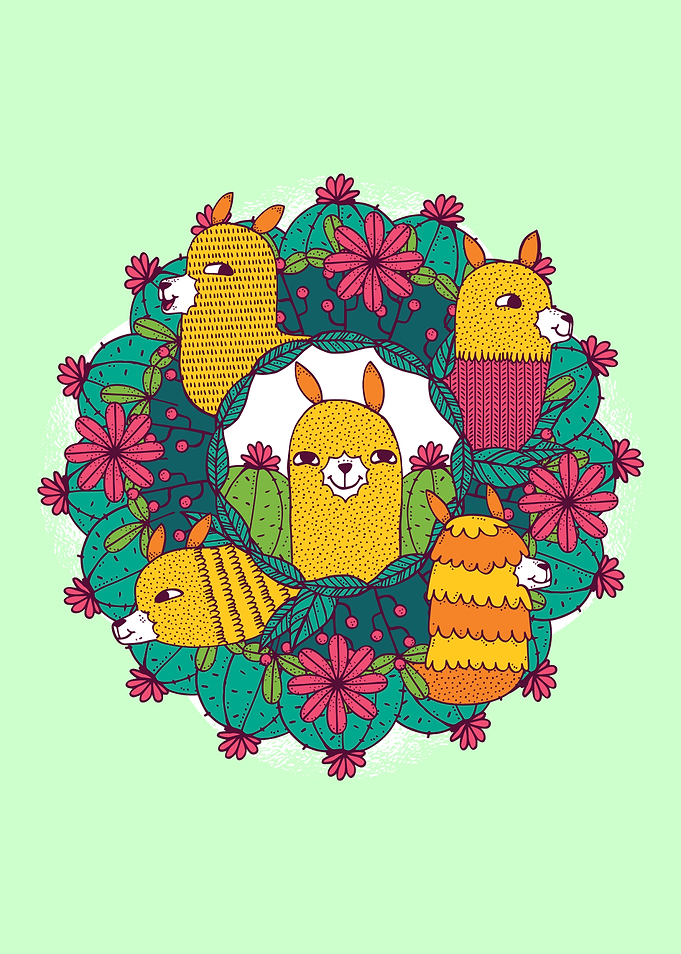 Cute Artsy Llama Alpaca