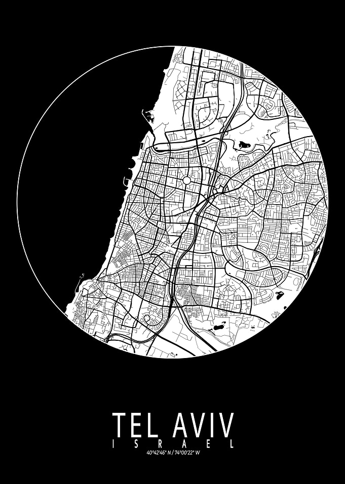 Tel Aviv City Map Moon