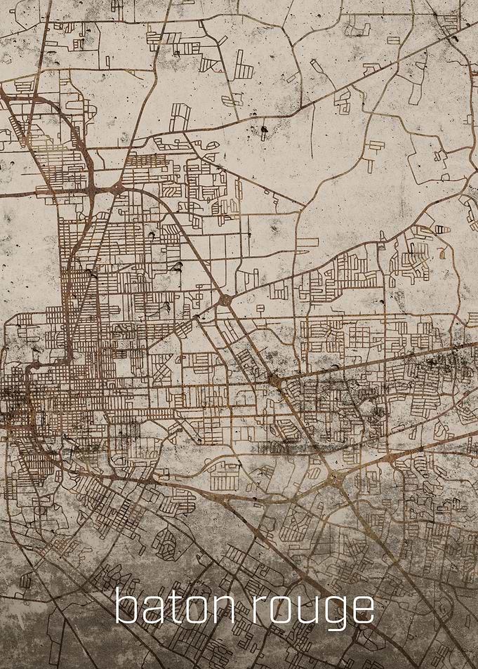 Baton Rouge Rusty City Map