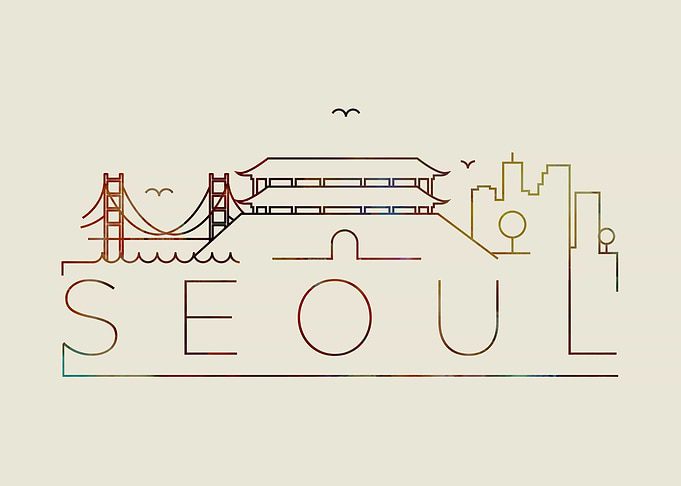 Seoul Thin Line City Art