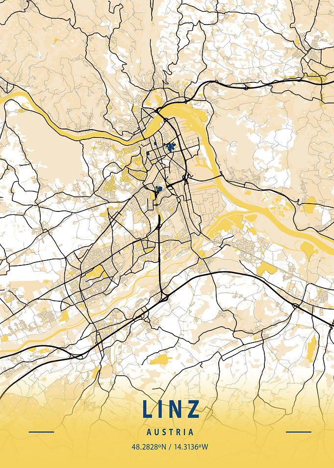 Linz Yellow City Map