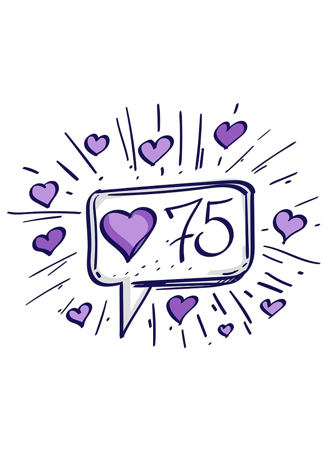 75 Likes Speech Bubble