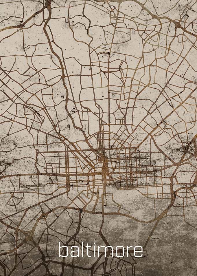 Baltimore Rusty City Map