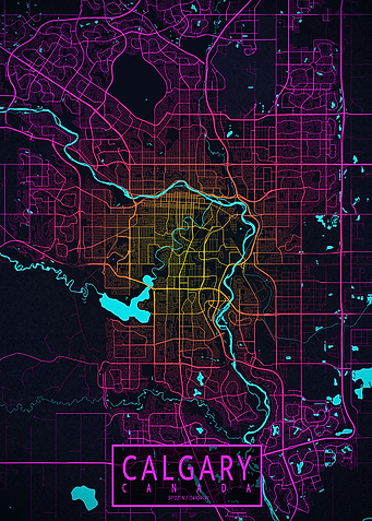 Calgary City Map Neon