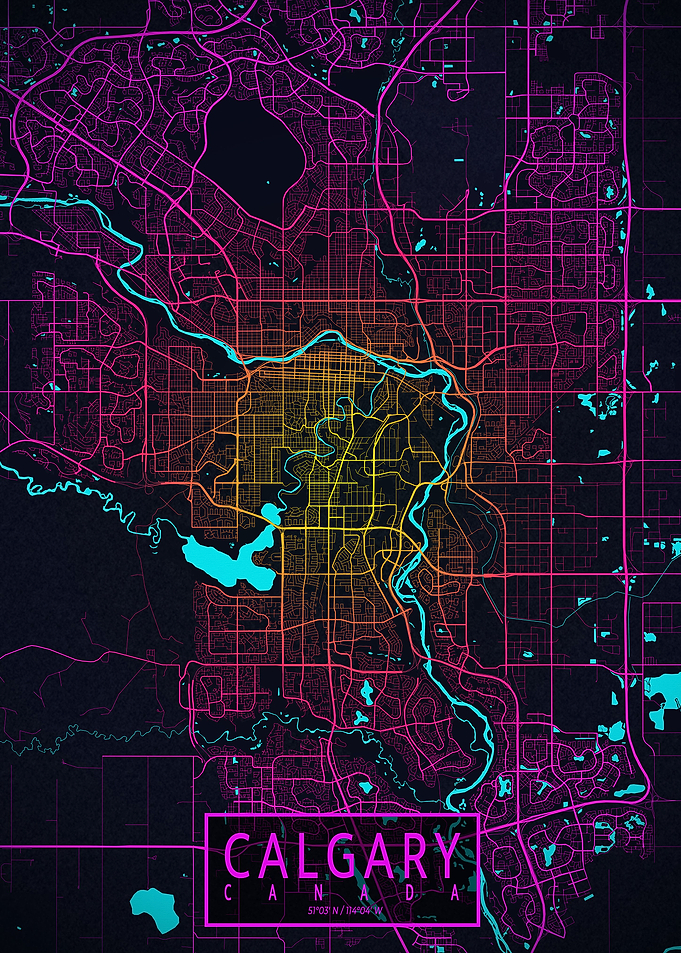 Calgary City Map Neon