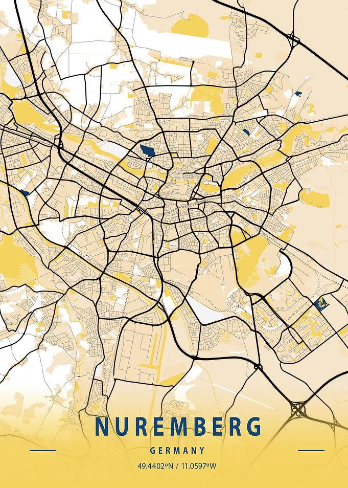 Nuremberg Yellow City Map