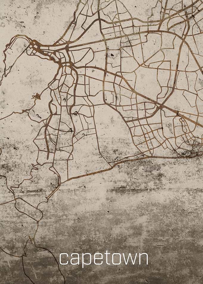 Capetown Rustic City Map