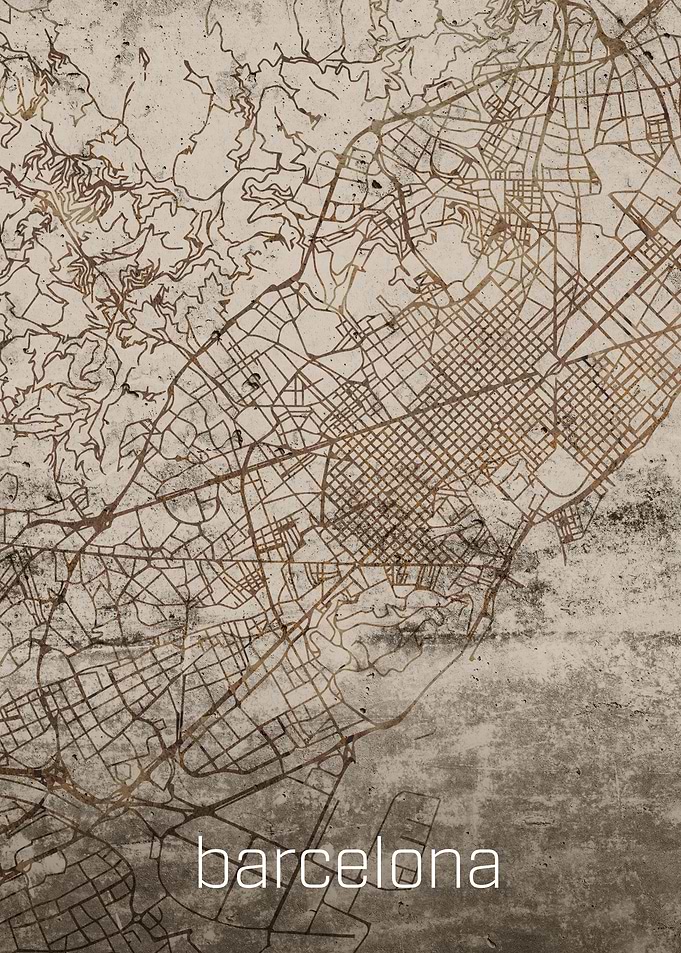 Barcelona Rustic City Map