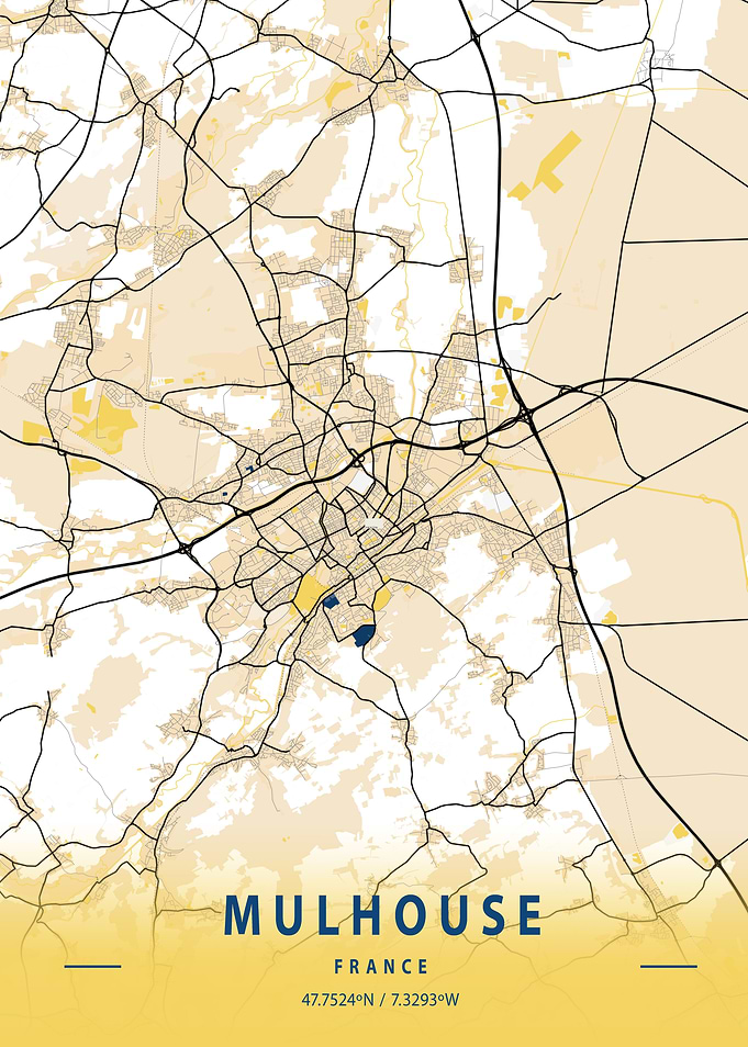 Mulhouse Yellow City Map