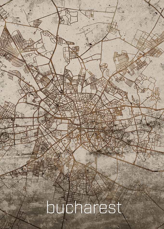 Bucharest Rustic City Map