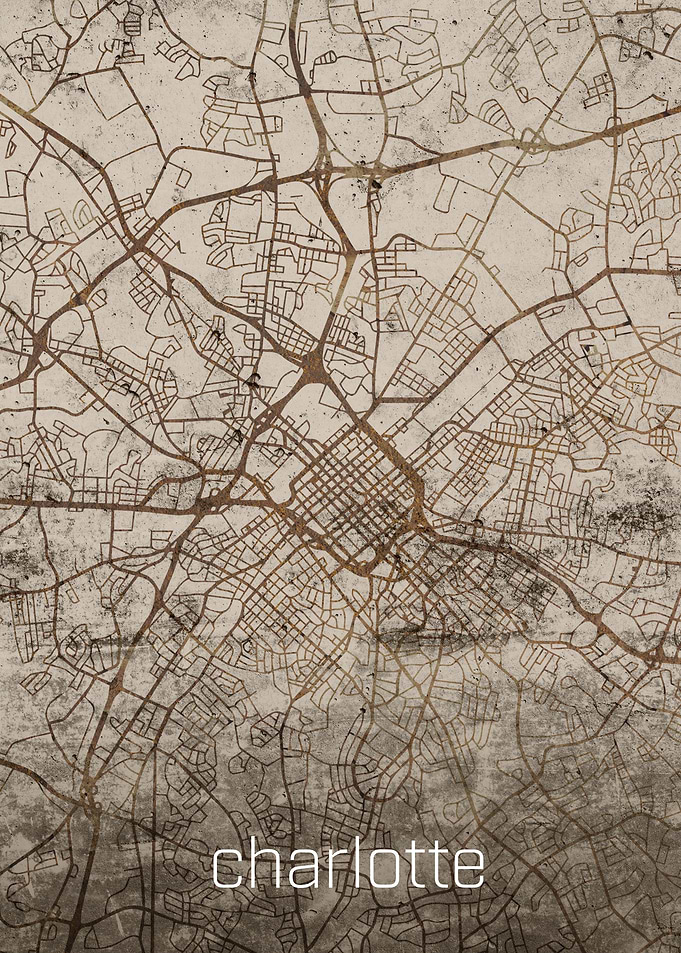 Charlotte Rustic City Map