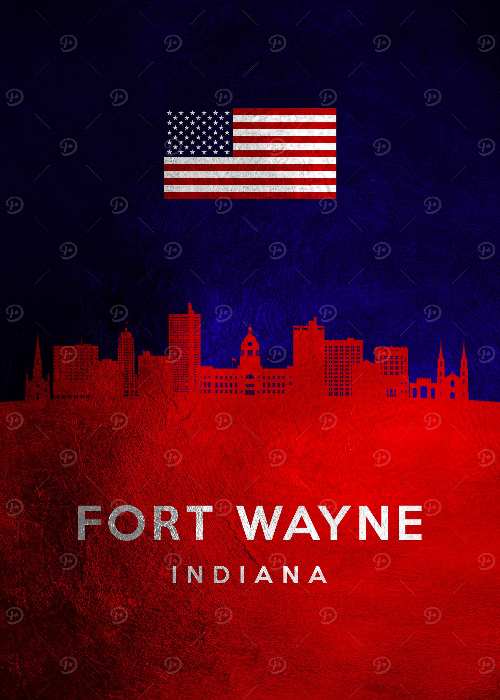 Fort Wayne Indiana Skyline