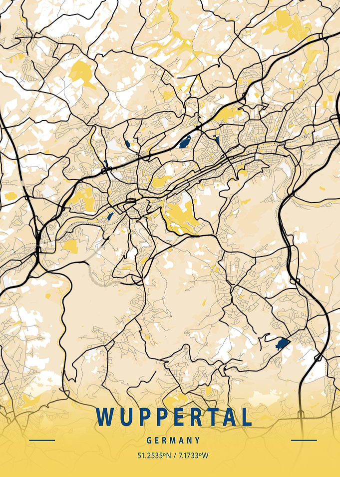 Wuppertal Yellow City Map