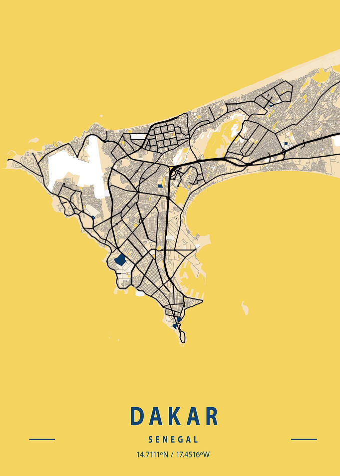Dakar Yellow City Map