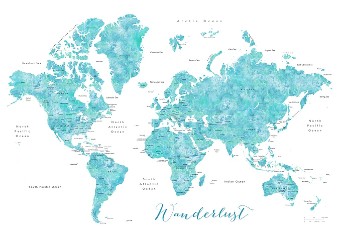 Aqua wanderlust world map