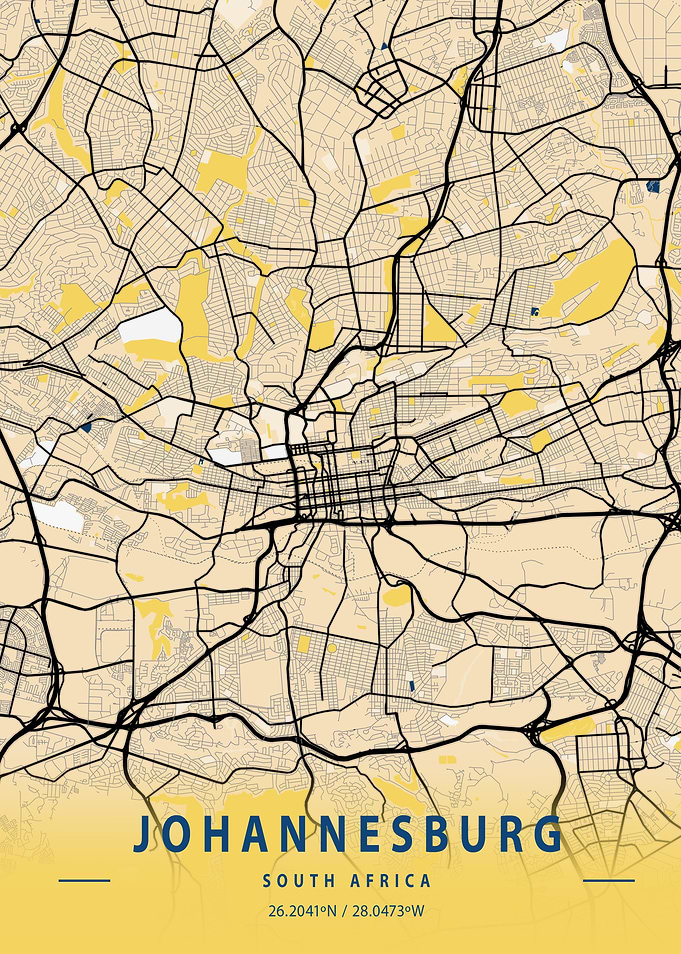 Johannesburg Yellow Map