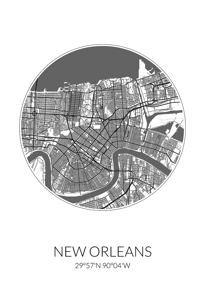 New Orleans City Map White