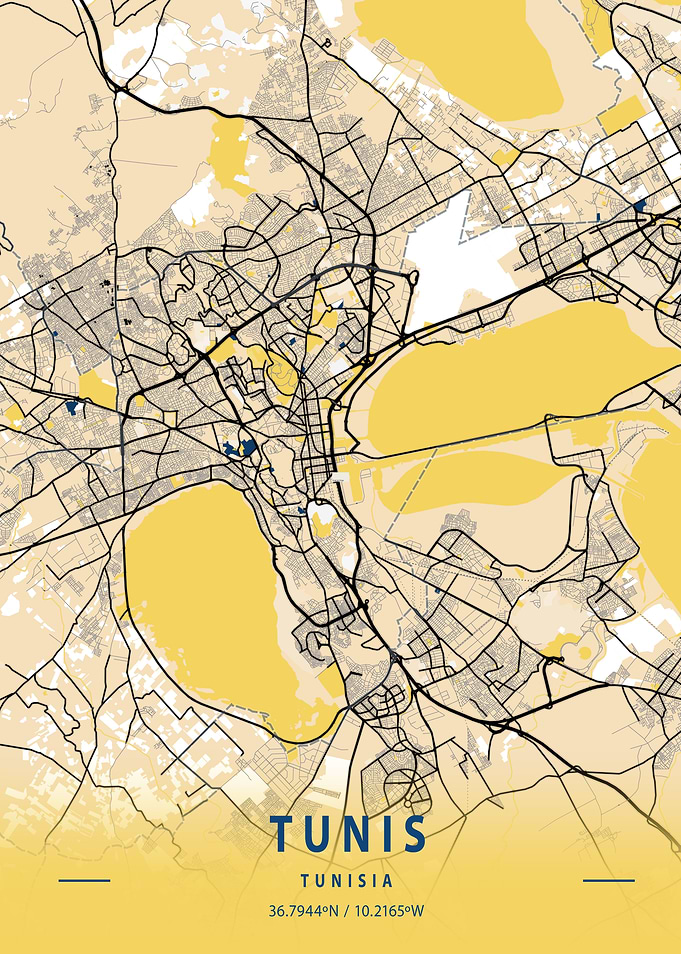 Tunis Yellow City Map