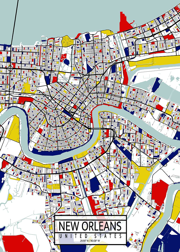 New Orleans Map Mondrian