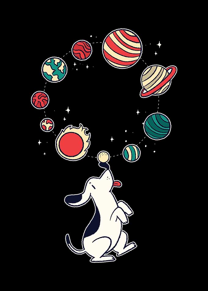 PLANET JUGGLING DOG