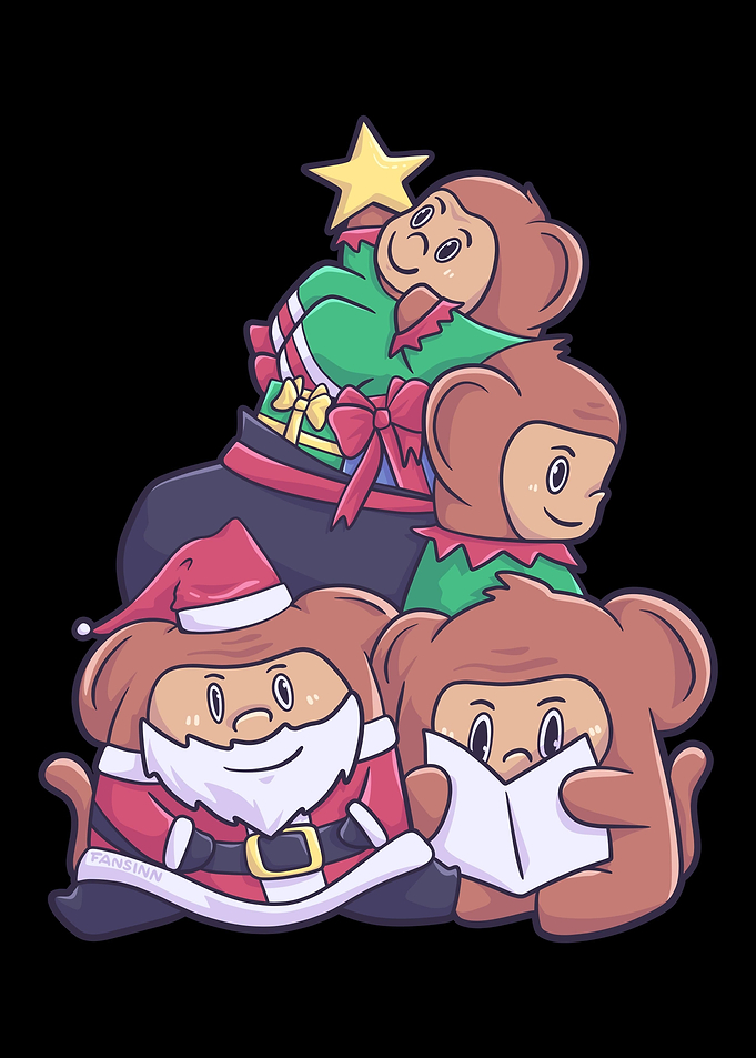Monkey Family Christmas Fr