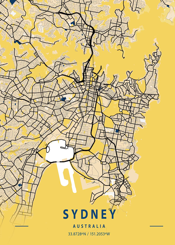 Sydney Yellow City Map