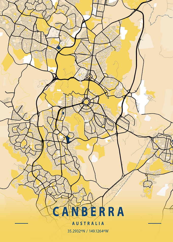 Canberra Yellow City Map