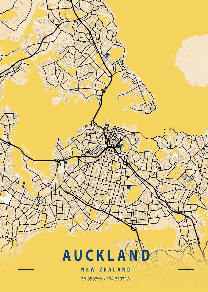 Auckland Yellow City Map