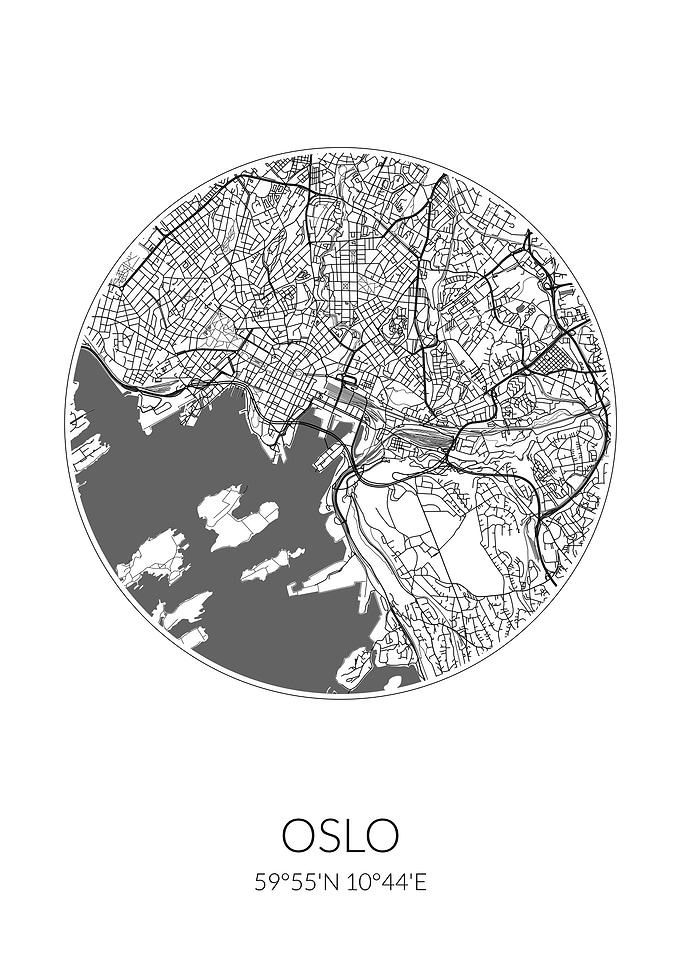 Oslo City Map White