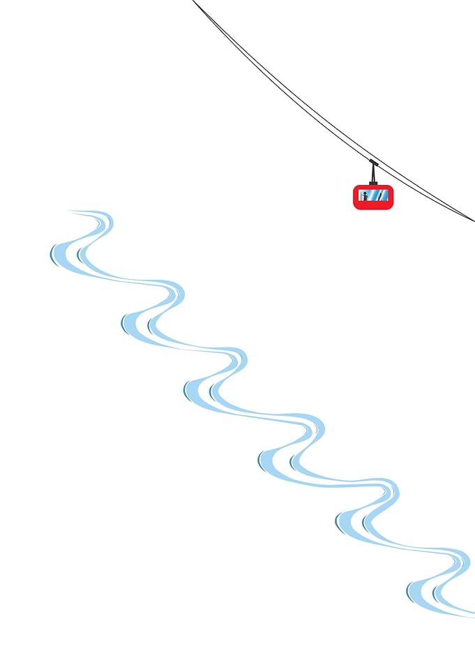 Ski tracks and gondola