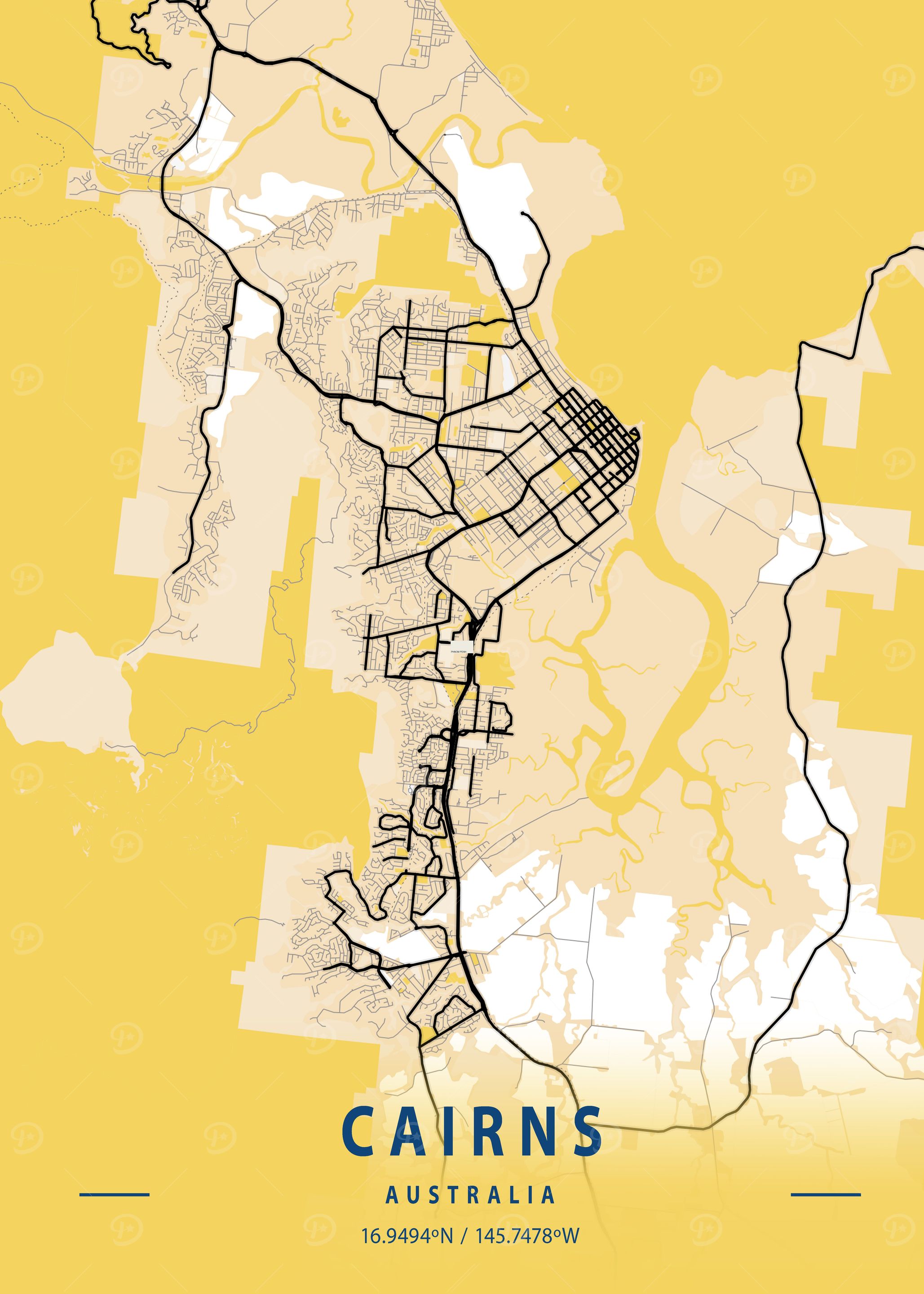 Cairns Yellow City Map