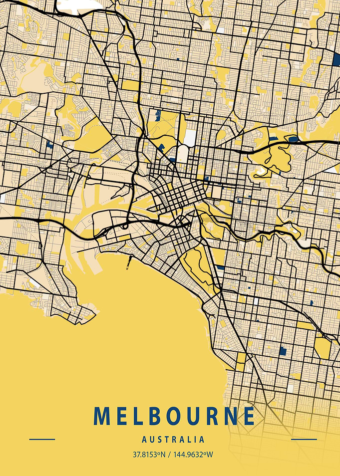 Melbourne Yellow City Map