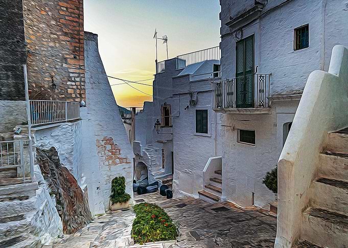Ostuni village at sunset