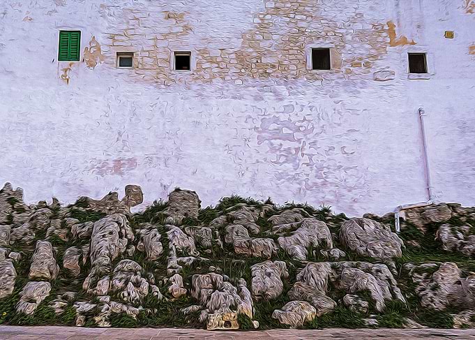Ostuni walls at sunset