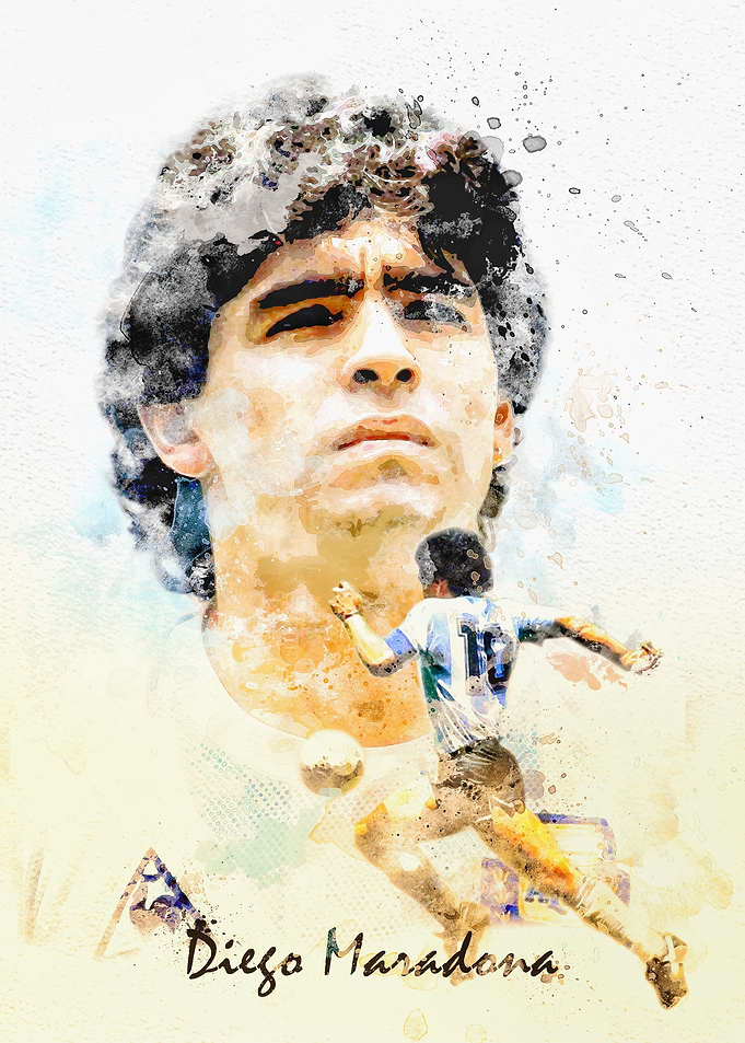 maradona watercolor