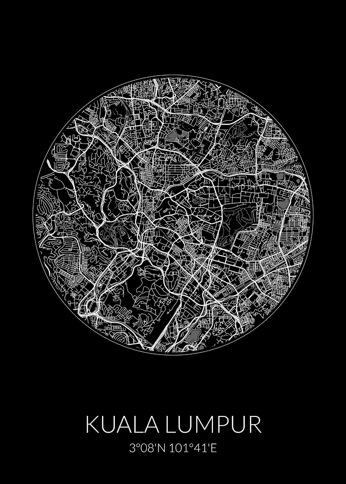 Kuala Lumpur Map Black
